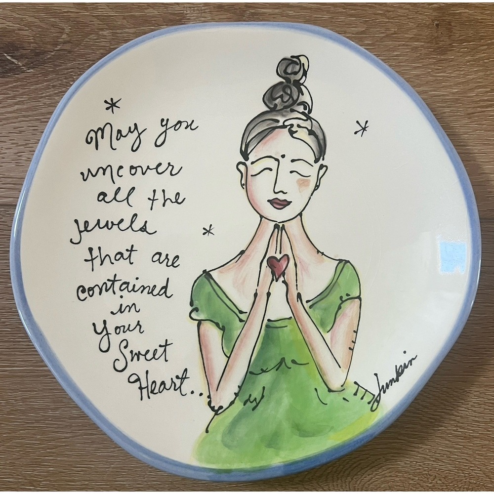 Vtg Julia Junkin Studio Hand Painted Inspirational Decorative Plate Wall Decor